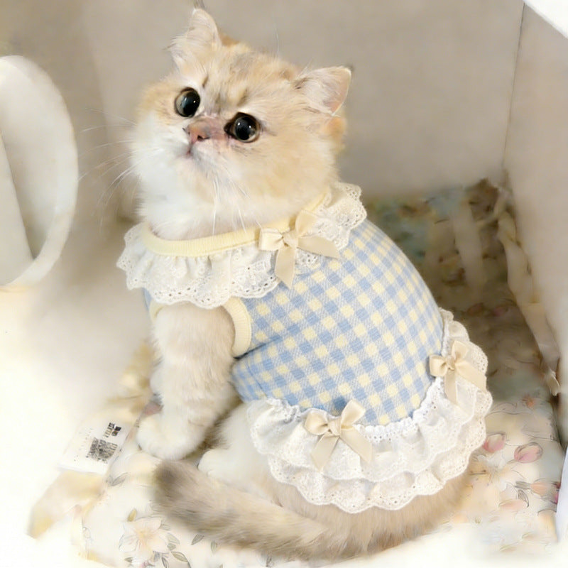Cat Clothes Spring Summer Thin Princess Lace Vest Dress