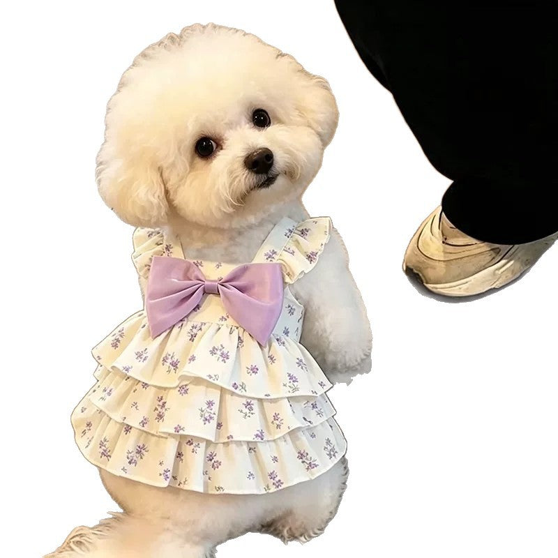 Floral Suspender Pet Dress for Small Dogs