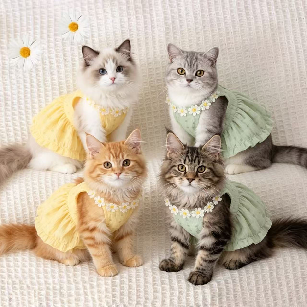 Summer Cat Gradient Strapless Dress Anti-Hair Pet Clothing for Small Cats