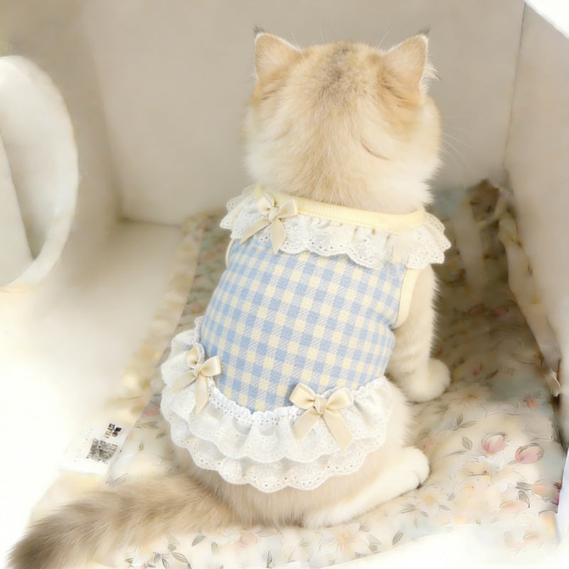 Cat Clothes Spring Summer Thin Princess Lace Vest Dress