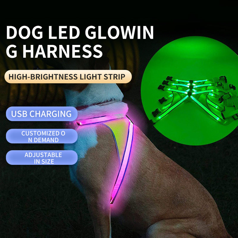 Cross Double Light Strip Pet Dog Vest USB Charging Dog Warning Clothes Luminous Harness