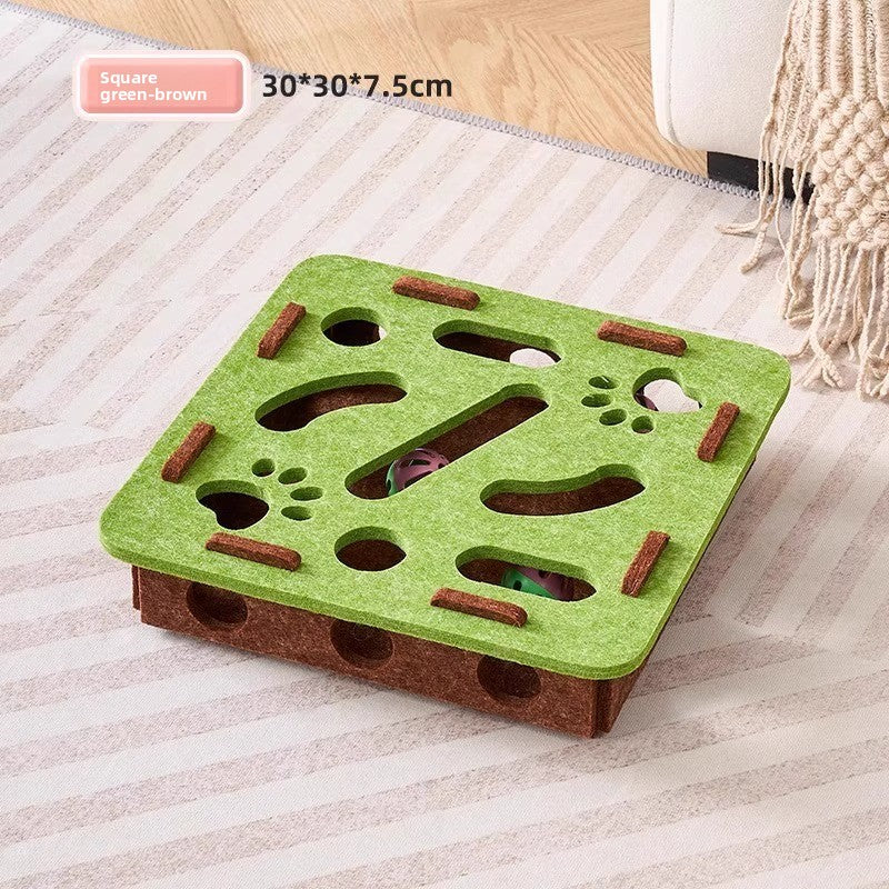 Interactive Cat Maze Toy with Bells and Balls