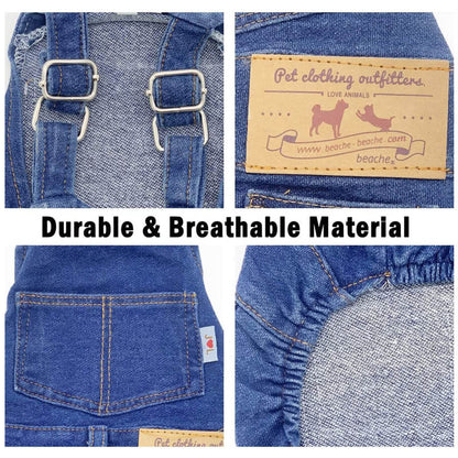 pet clothes dog denim jumpsuit washed jeans