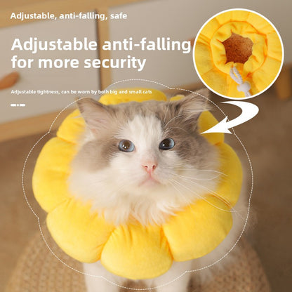 Adjustable Pet Recovery Collar Sunflower Design