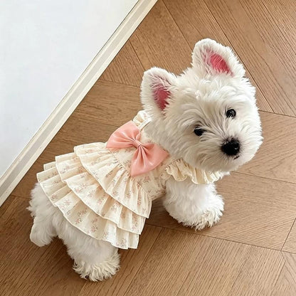 Floral Suspender Pet Dress for Small Dogs
