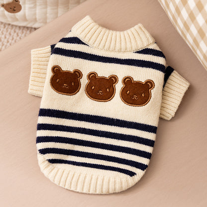 Striped Warm Pet Sweater for Cats and Dogs