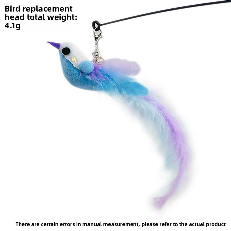 Interactive Cat Teaser Wand with Replaceable Heads
