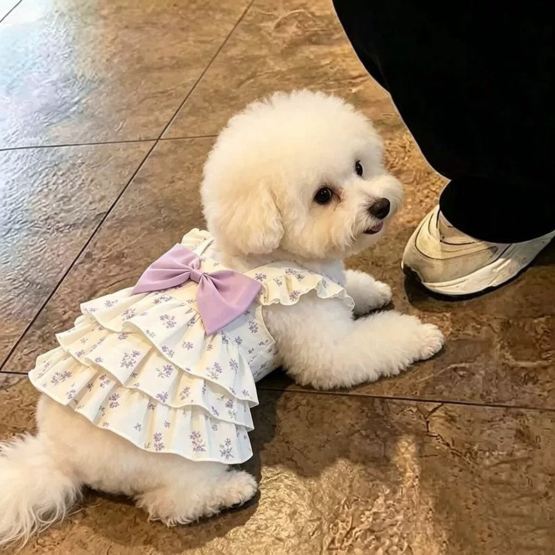 Floral Suspender Pet Dress for Small Dogs