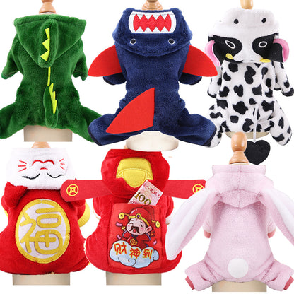Four-Legged Pet Dinosaur Costume Winter Dog Cat Clothing