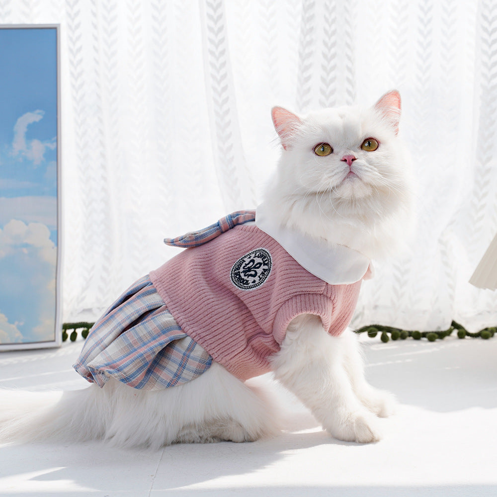 Pet Plaid Dress for Dogs and Cats