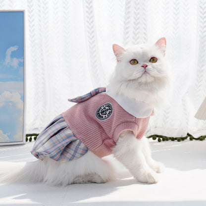 Pet Plaid Dress for Dogs and Cats