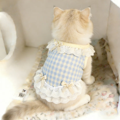 Cat Clothes Spring Summer Thin Princess Lace Vest Dress