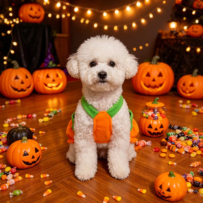 Pumpkin Pet Harness Dress Costume for Small Dogs and Cats