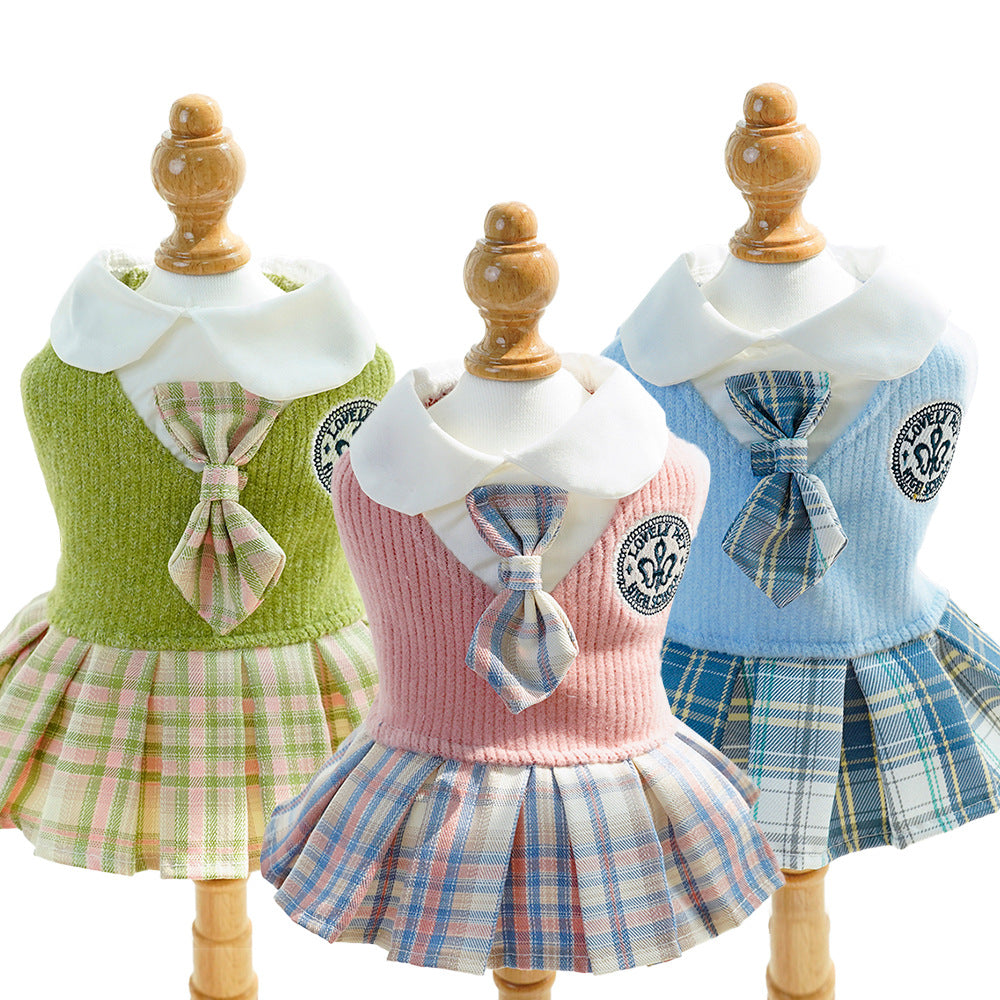 Pet Plaid Dress for Dogs and Cats