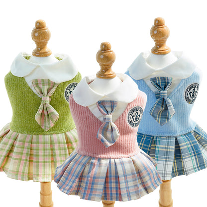 Pet Plaid Dress for Dogs and Cats