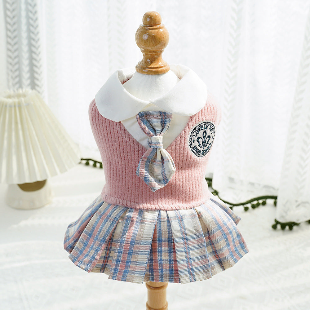 Pet Plaid Dress for Dogs and Cats