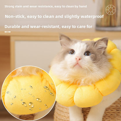 Adjustable Pet Recovery Collar Sunflower Design
