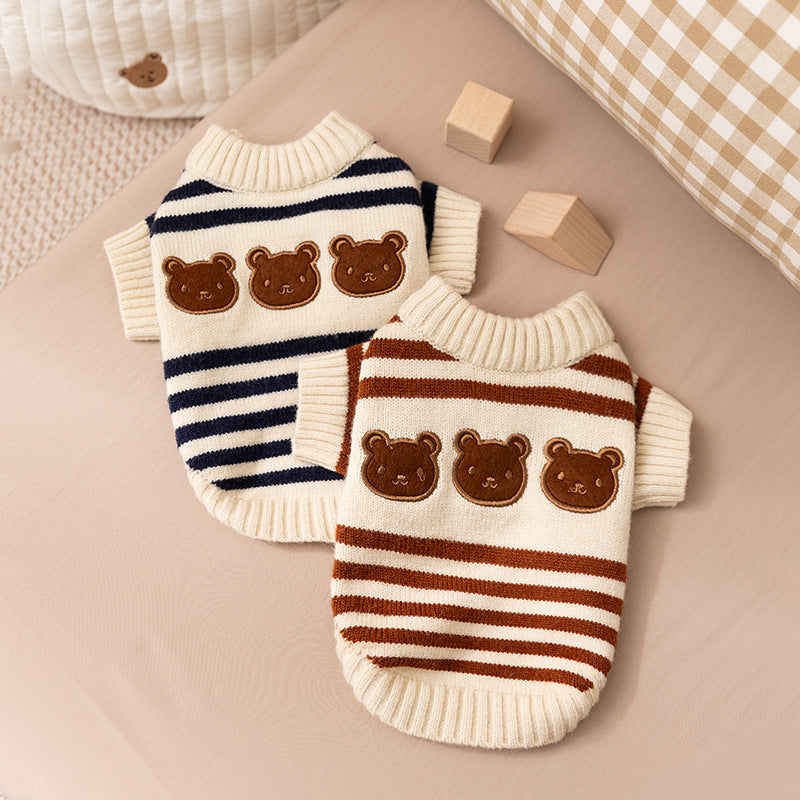 Striped Warm Pet Sweater for Cats and Dogs