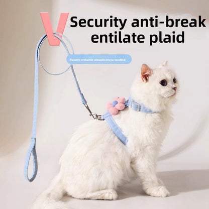 Adjustable Cat Harness Leash with Anti-Escape Design