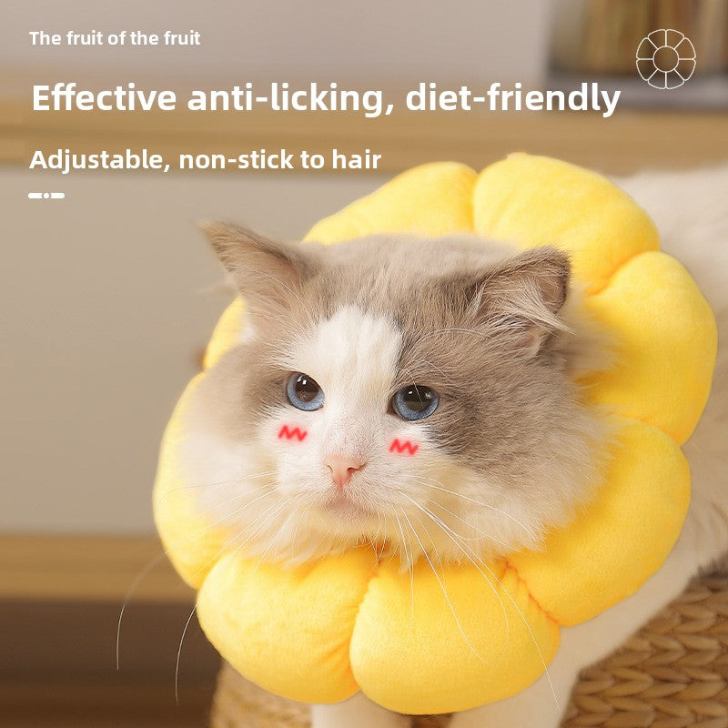 Adjustable Pet Recovery Collar Sunflower Design
