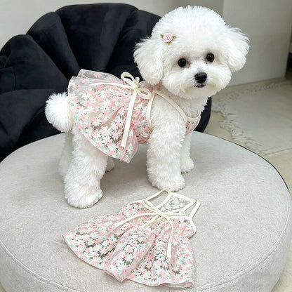 Cherry Blossom Suspender Pet Dress