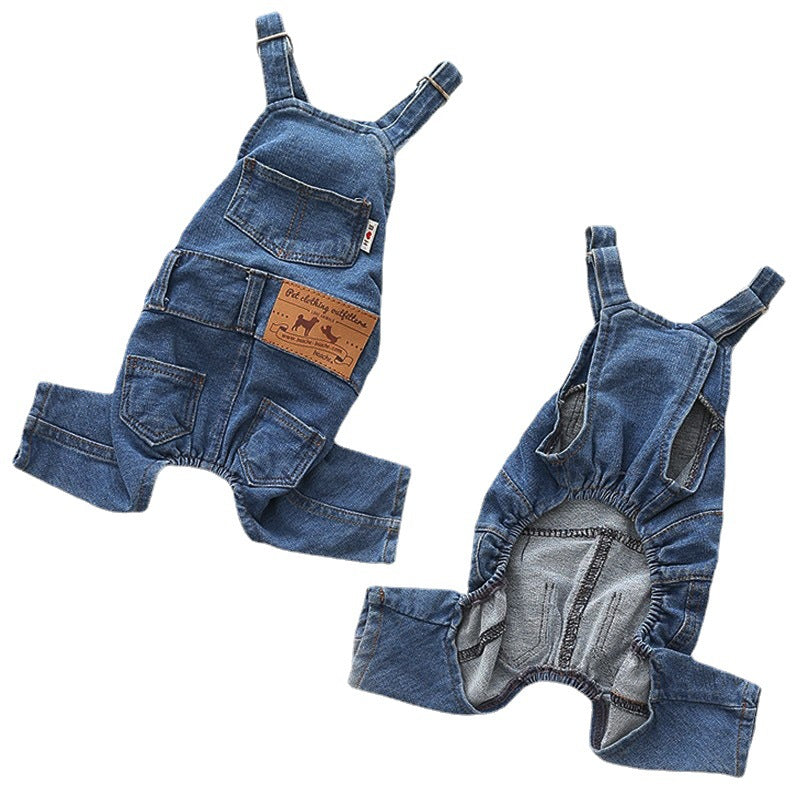 pet clothes dog denim jumpsuit washed jeans