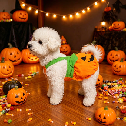 Pumpkin Pet Harness Dress Costume for Small Dogs and Cats