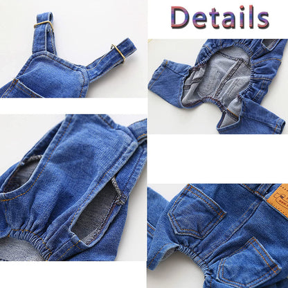 pet clothes dog denim jumpsuit washed jeans