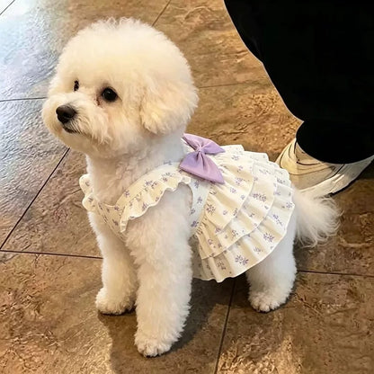 Floral Suspender Pet Dress for Small Dogs