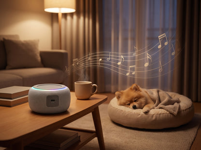 White noise machine for dogs and cats in a bedroom