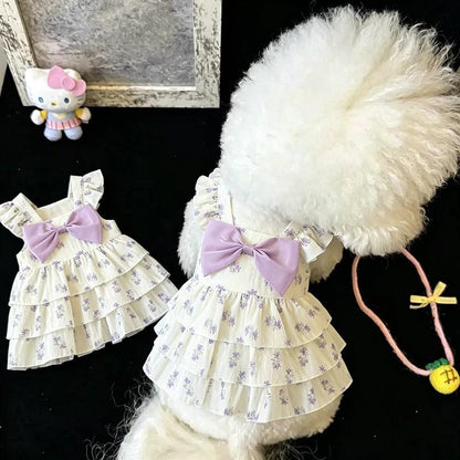 Floral Suspender Pet Dress for Small Dogs