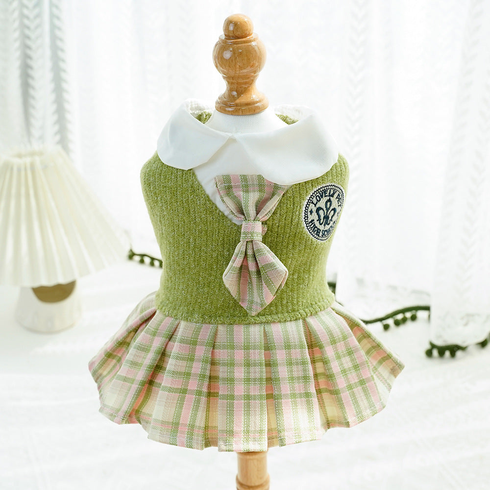 Pet Plaid Dress for Dogs and Cats
