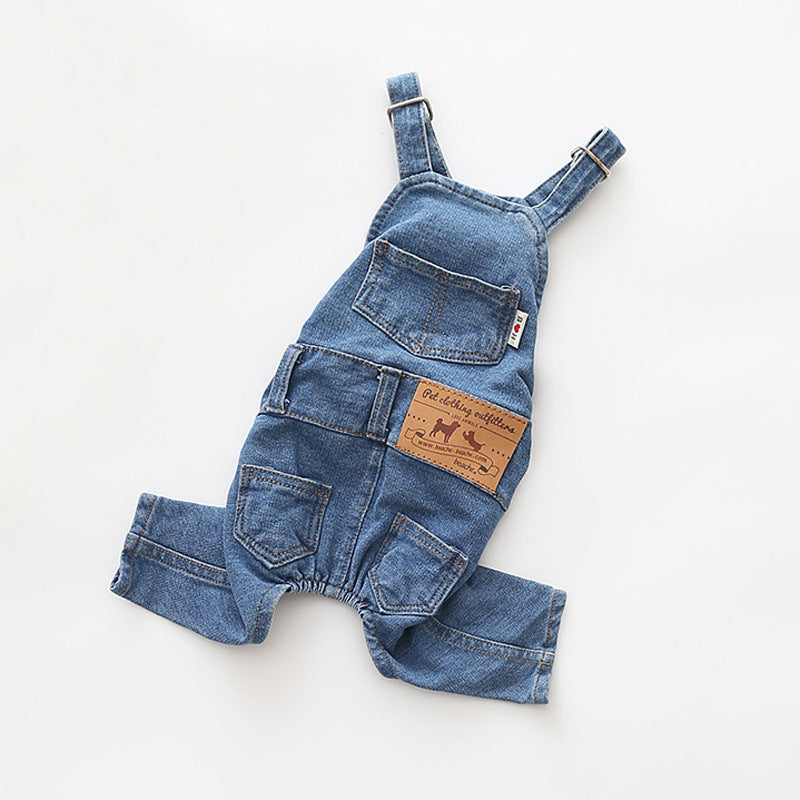 pet clothes dog denim jumpsuit washed jeans