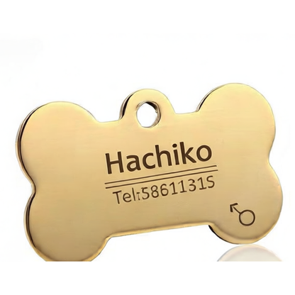 FREE gold bone ID tag engraved with your dog's name and phone number