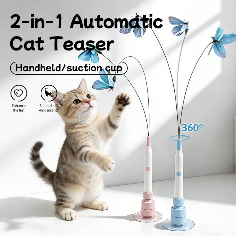 Electric Cat Teaser Wand with Suction Cup