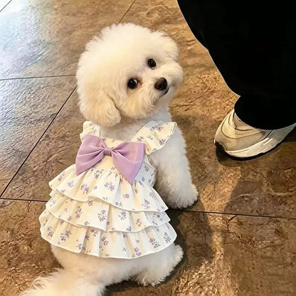 Floral Suspender Pet Dress for Small Dogs