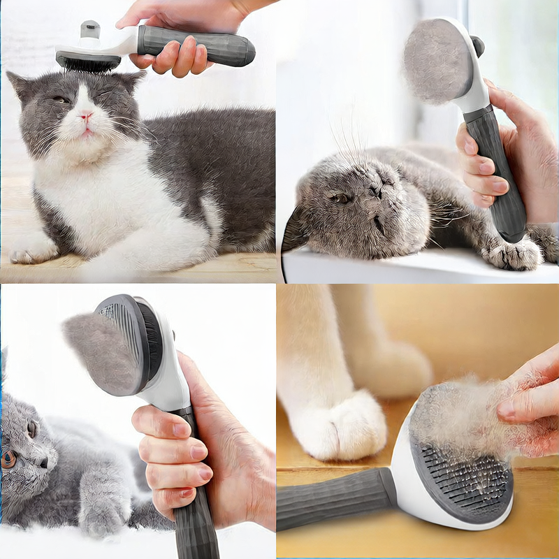 Pet grooming comb removing loose hair