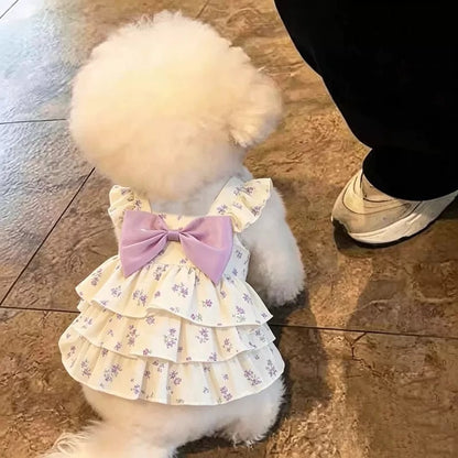 Floral Suspender Pet Dress for Small Dogs