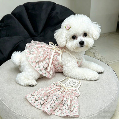 Cherry Blossom Suspender Pet Dress