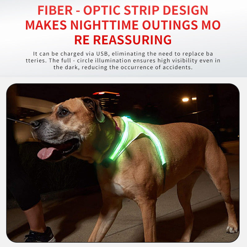 Cross Double Light Strip Pet Dog Vest USB Charging Dog Warning Clothes Luminous Harness
