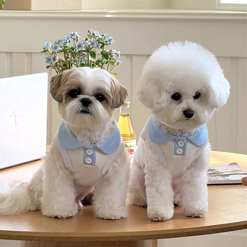 Summer Pet Bichon Frise and Spring/Autumn Kitten Polo Shirt